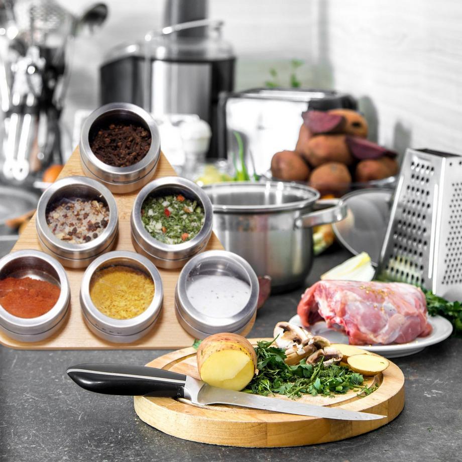 B2X  Bambusregal mit magnetischen Gewürzgläsern 