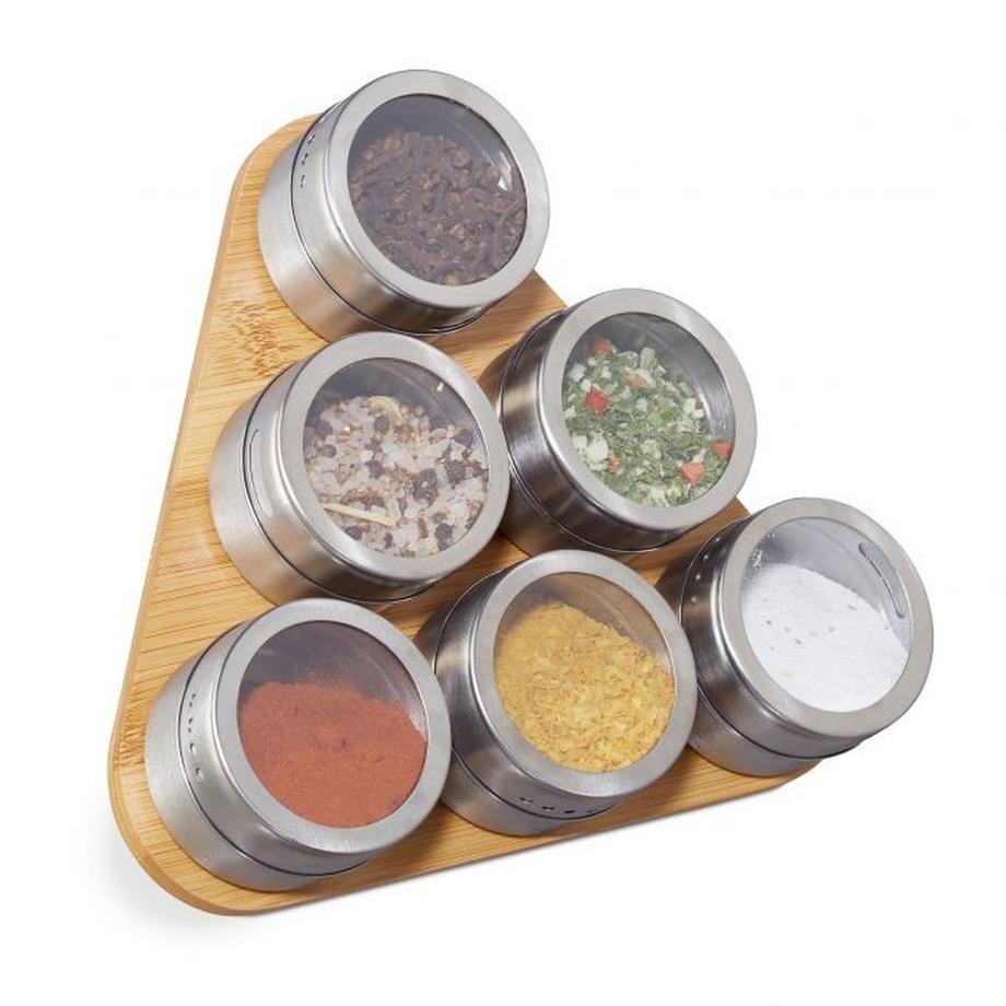 B2X  Bambusregal mit magnetischen Gewürzgläsern 