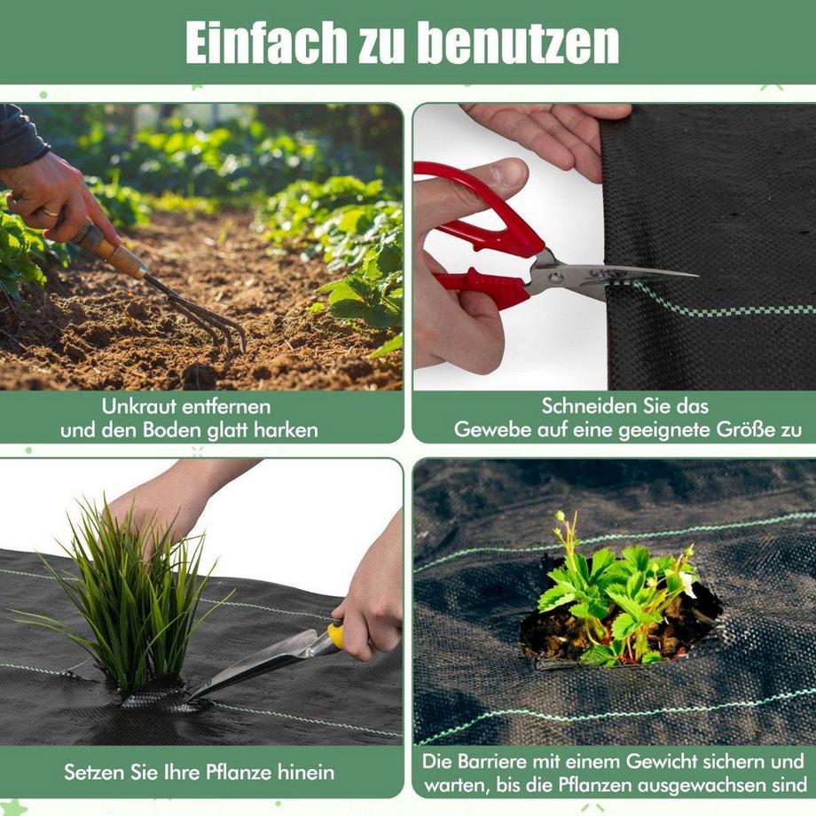 Northix  Unkrautvlies 50m² Gartenvlies gegen Unkraut Unkrautfolie PP Schwarz 25 x 2m-100 g/m² 