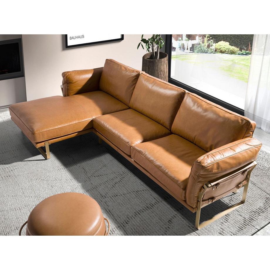 ANGEL CERDA Canapé d'angle gauche en cuir camel  