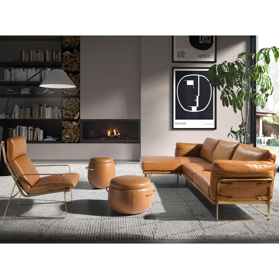 ANGEL CERDA Canapé d'angle gauche en cuir camel  