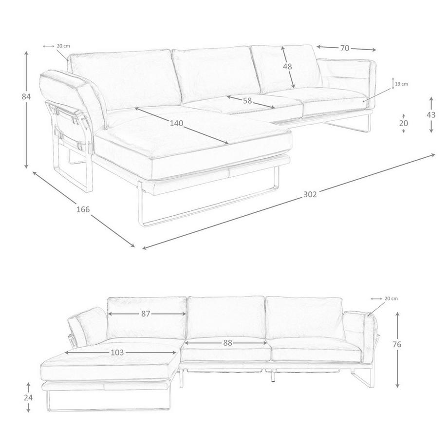 ANGEL CERDA Canapé d'angle gauche en cuir camel  