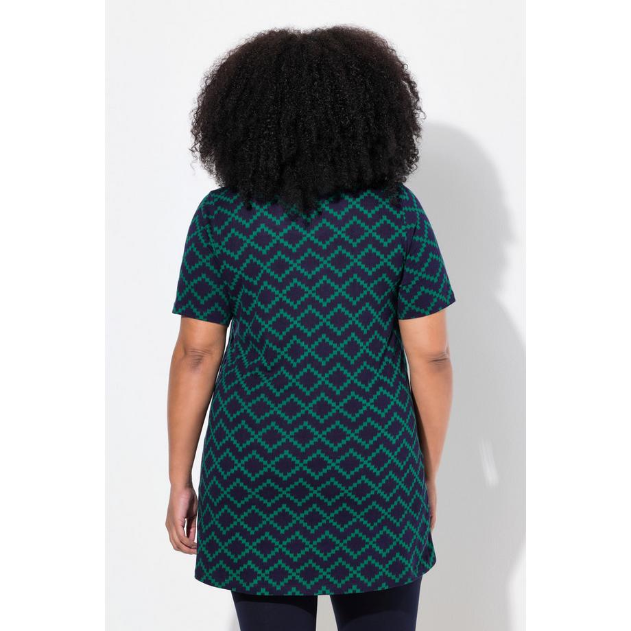 Ulla Popken Maglia lunga Spalline decorative Linea ad A Scollo a V Mezza manica  