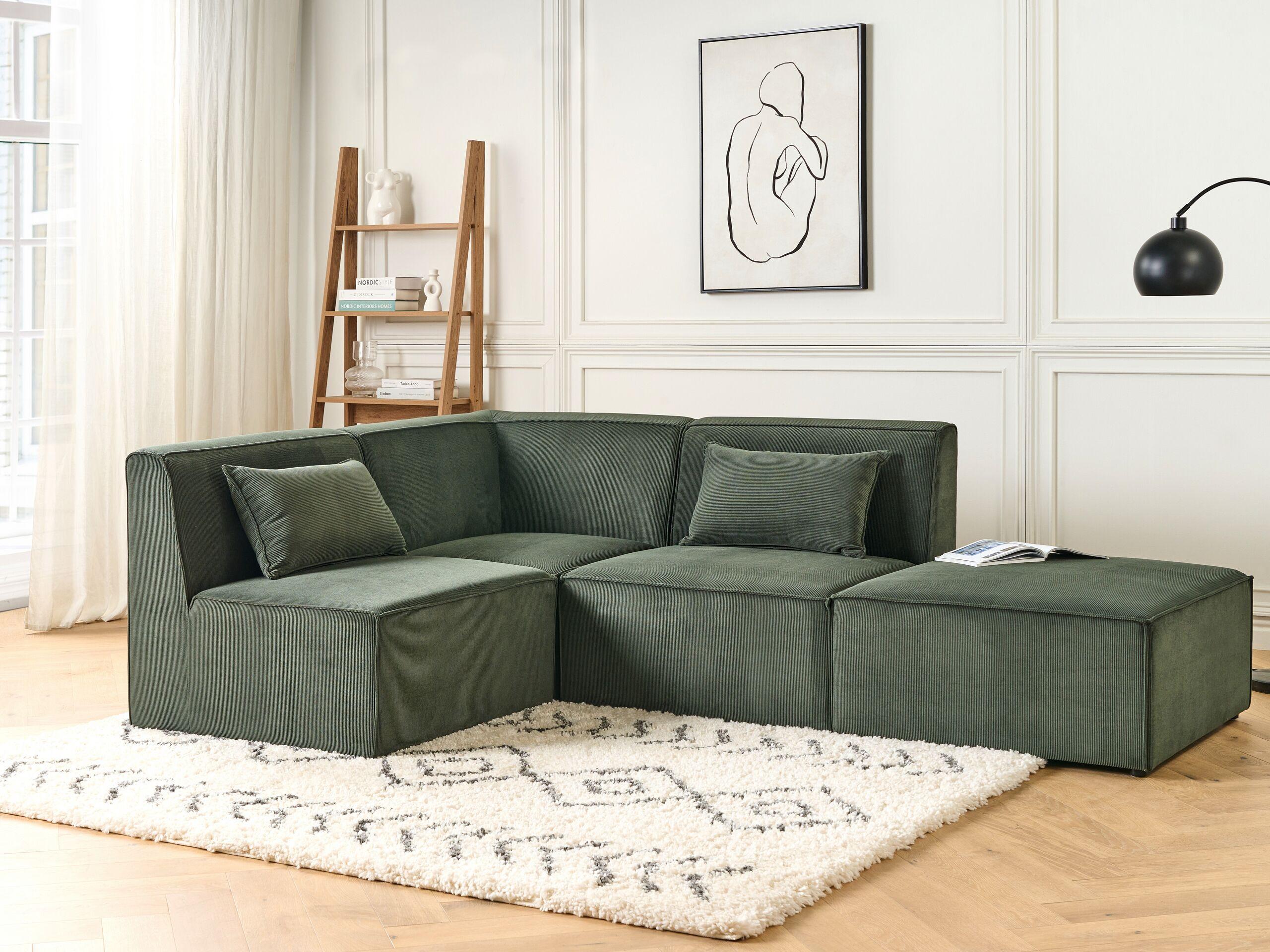 Beliani Sofa mit Ottomane aus Cord Modern LEMVIG  