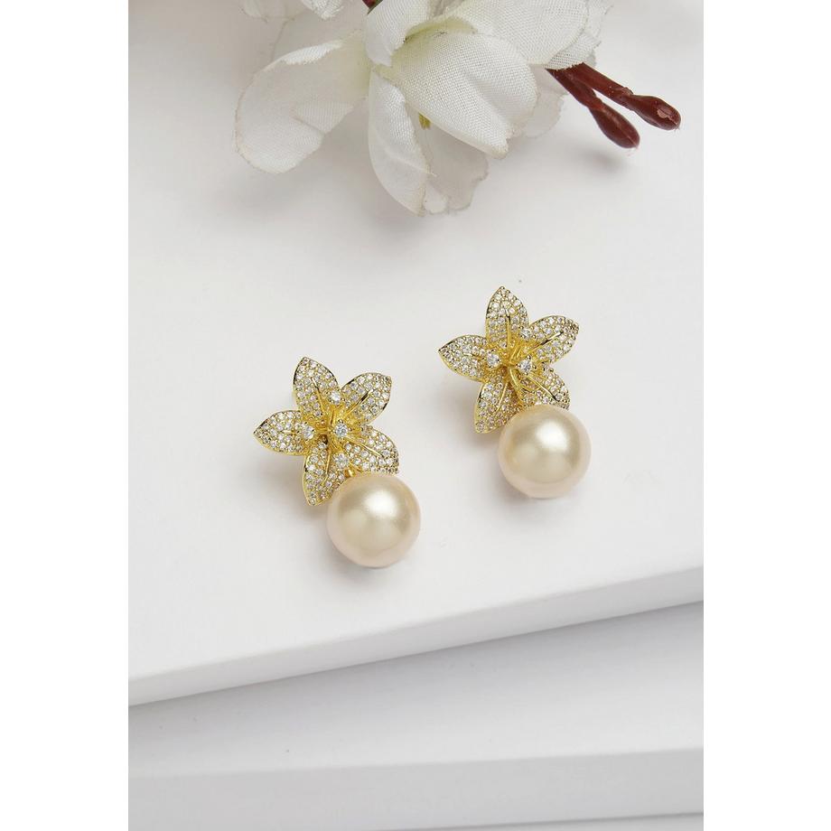 AVANT-GARDE PARIS  Diva Kollektion Elegante Cubic Zirconia Florale Tropfenohrringe 