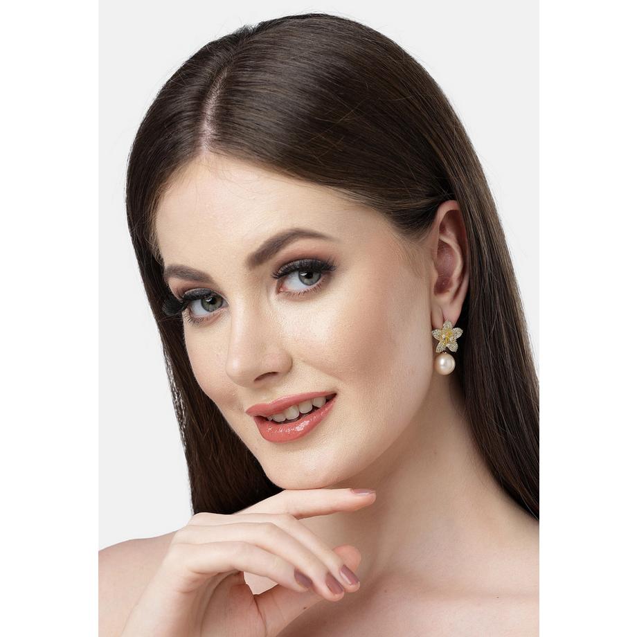 AVANT-GARDE PARIS  Diva Kollektion Elegante Cubic Zirconia Florale Tropfenohrringe 