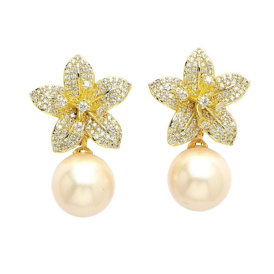 Diva Kollektion Elegante Cubic Zirconia Florale Tropfenohrringe