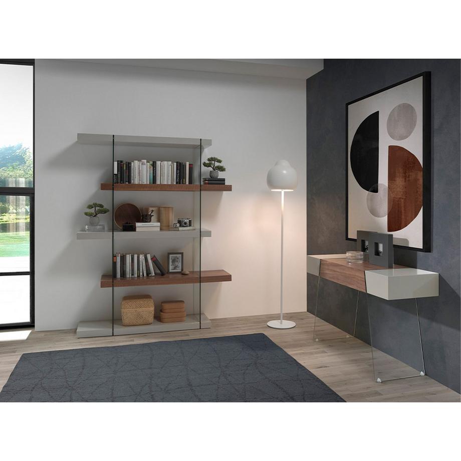 ANGEL CERDA Mensola in legno di noce e vetro  