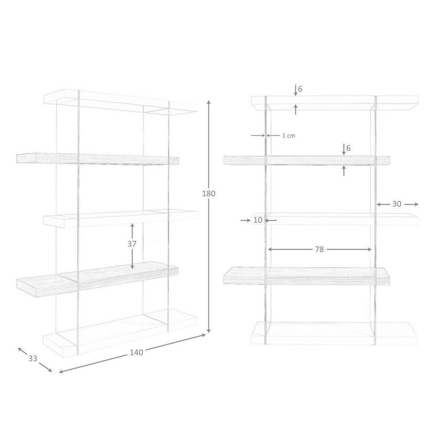 ANGEL CERDA Mensola in legno di noce e vetro  