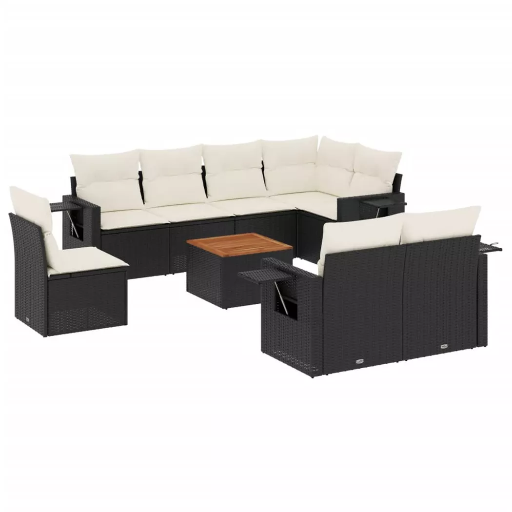 VidaXL - Garten sofagarnitur poly-rattan, One Size, Schwarz