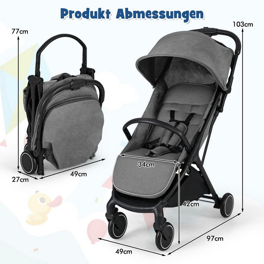 Northix  Poussette de voyage pliable et inclinable 