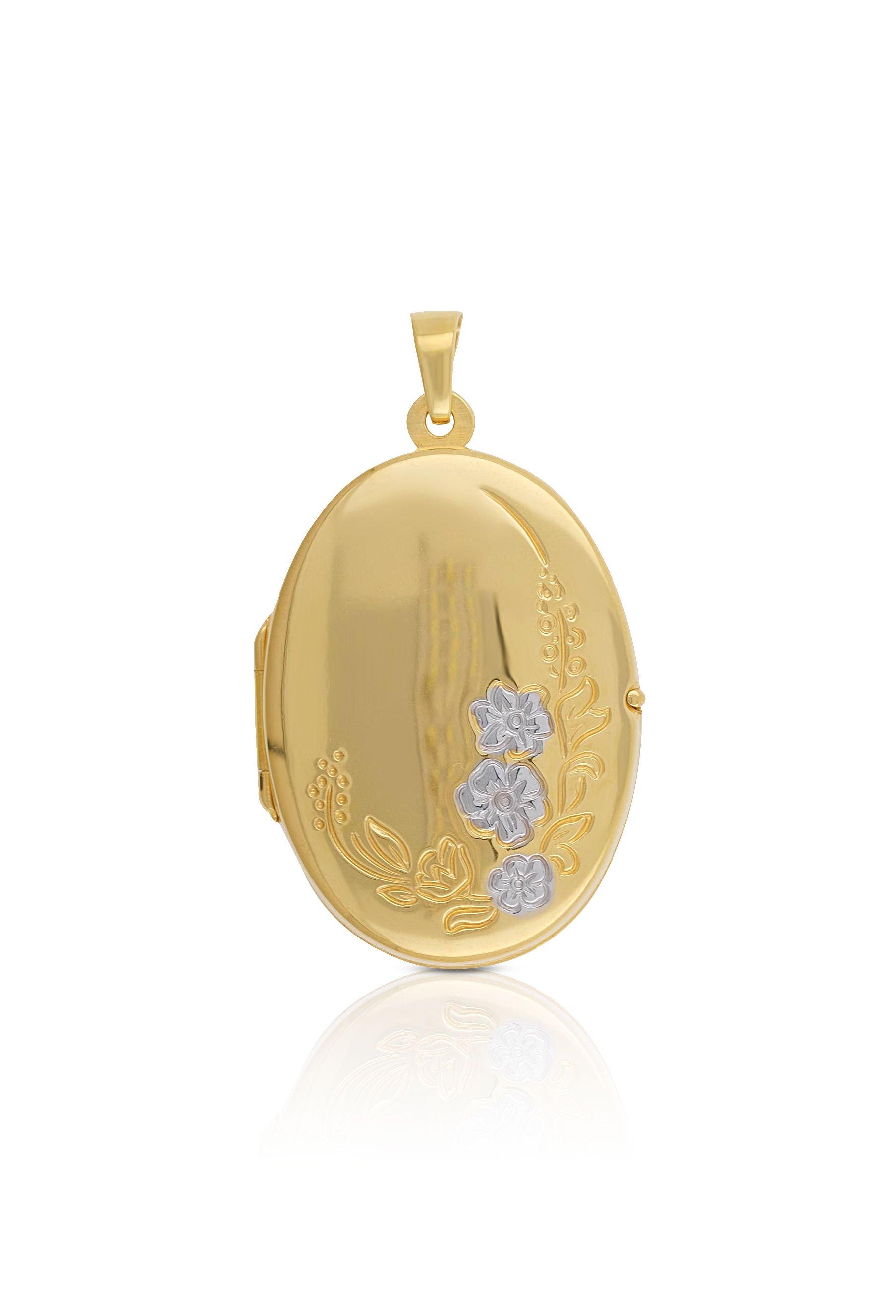 MUAU Schmuck  Pendentif fleur médaillon or jaune 750, 34x21mm 