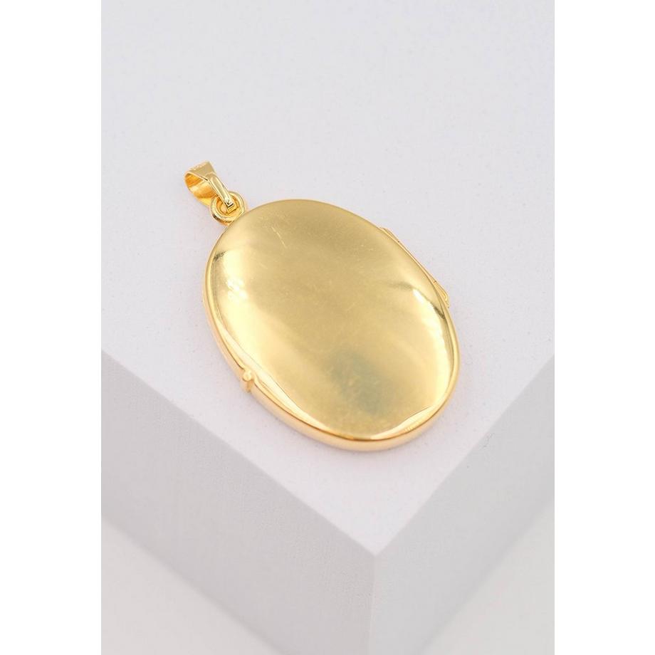 MUAU Schmuck  Anhänger Medaillon Blumen Gelbgold 750, 34x21mm 