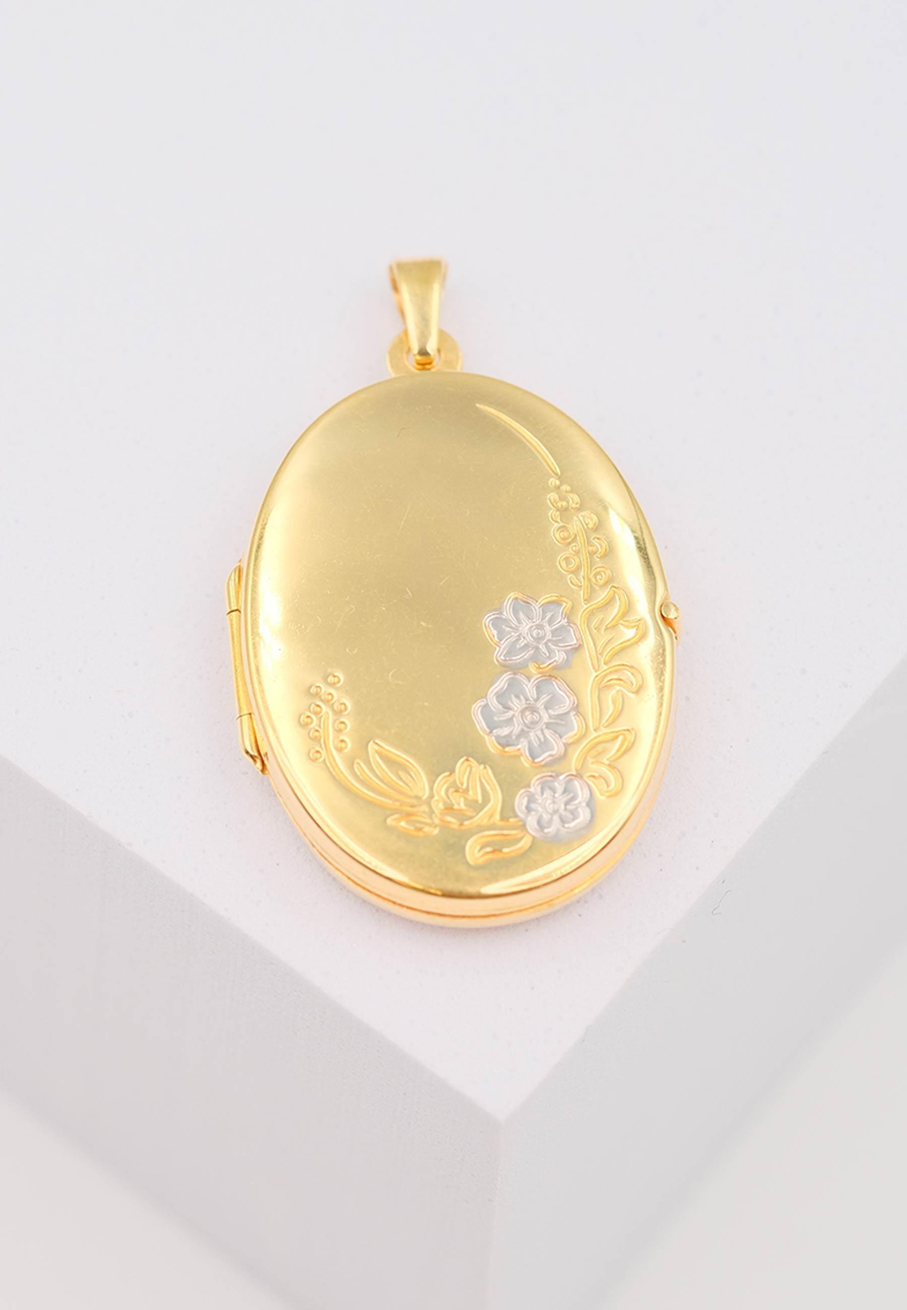 MUAU Schmuck  Pendentif fleur médaillon or jaune 750, 34x21mm 