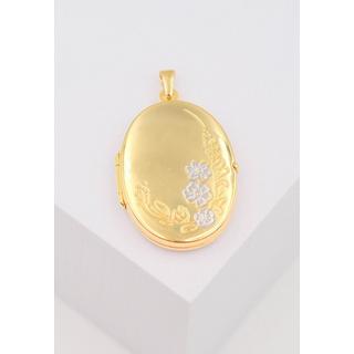 MUAU Schmuck  Pendentif fleur médaillon or jaune 750, 34x21mm 