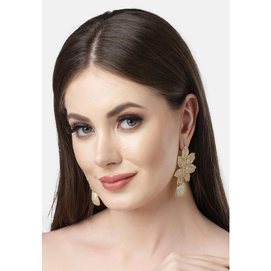 AVANT-GARDE PARIS  Diva Kollektion Cubic Zirconia Blütenblatt-Tropfenohrringe 