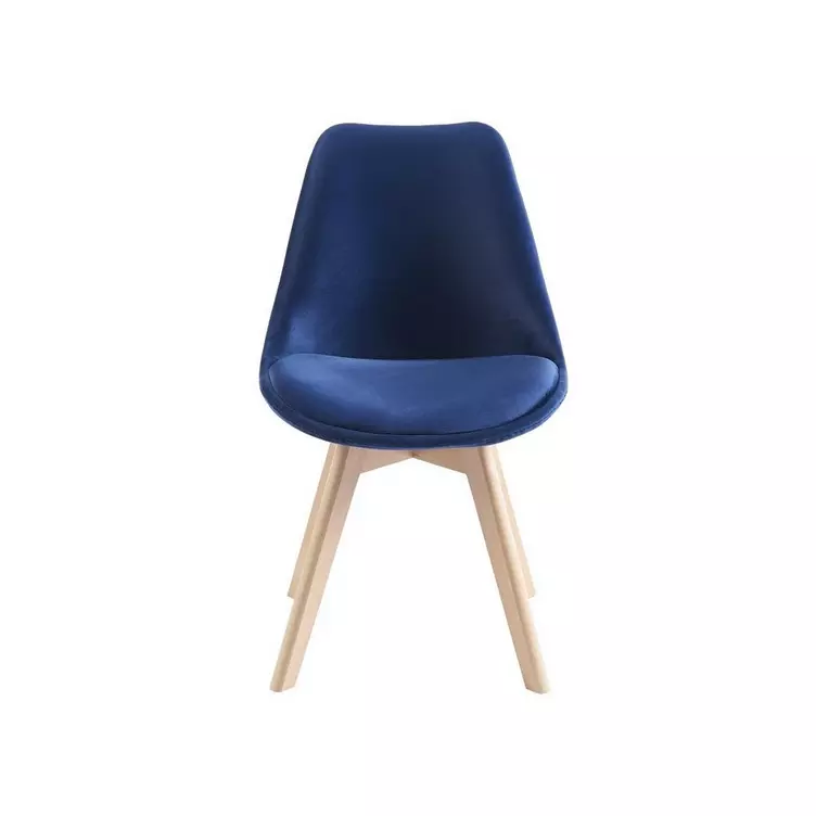 Vente-unique Stühle 6er-Set Samt &amp; Buche Blau JODY online kaufen MANOR VA9401