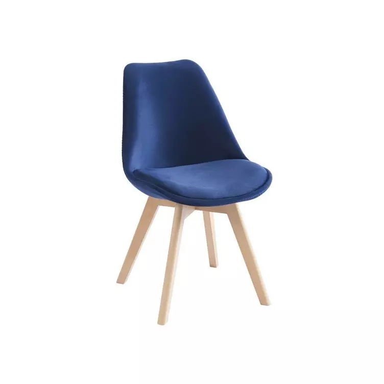 Vente-unique Stühle 6er-Set Samt &amp; Buche Blau JODY online kaufen MANOR VA9401
