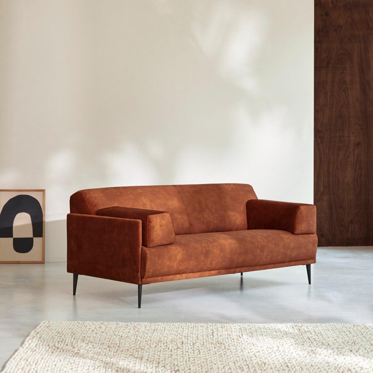 Tikamoon 3-Sitzer-Sofa aus terracottafarbenem Samt Finn  