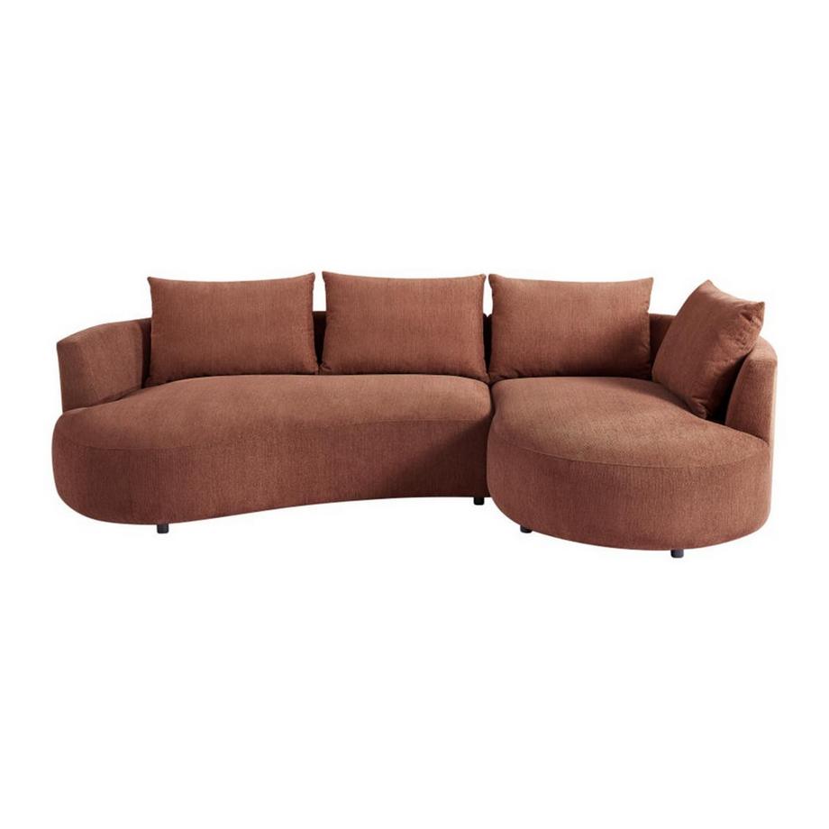 Vente-unique Canapé d'angle droit en velours texturé terracotta LOUSADO  