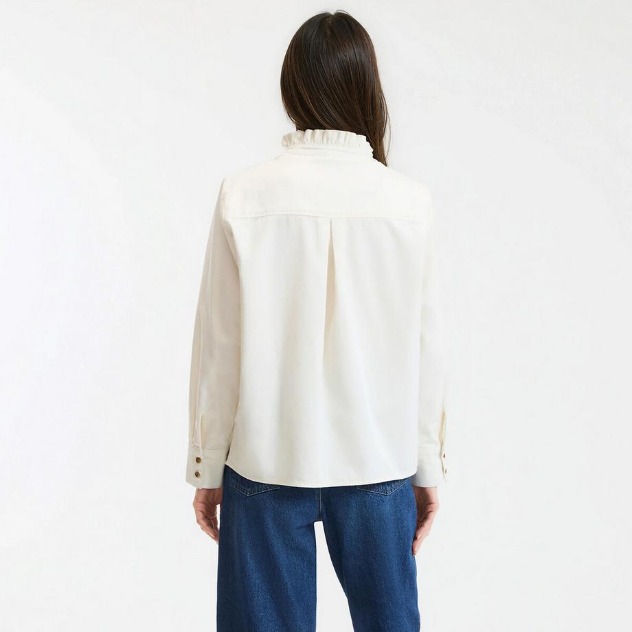 La Redoute Collections Langarm Bluse mit gerüschtem Stehkragen  