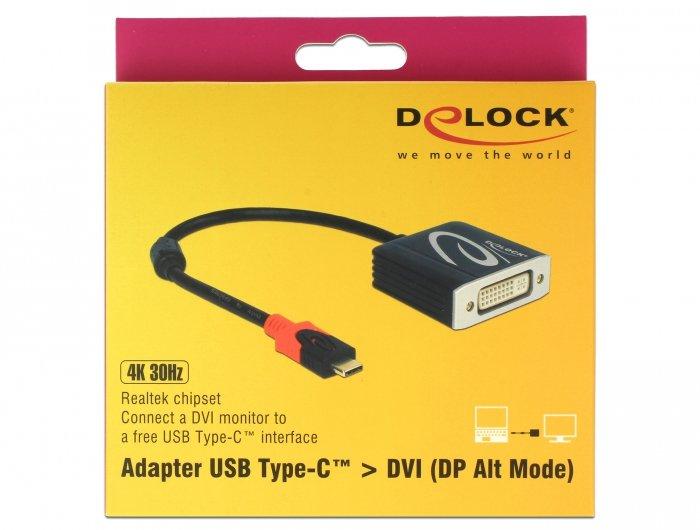 DeLock  DeLOCK 61213 Videokabel-Adapter 0,2 m USB Typ-C DVI Schwarz 