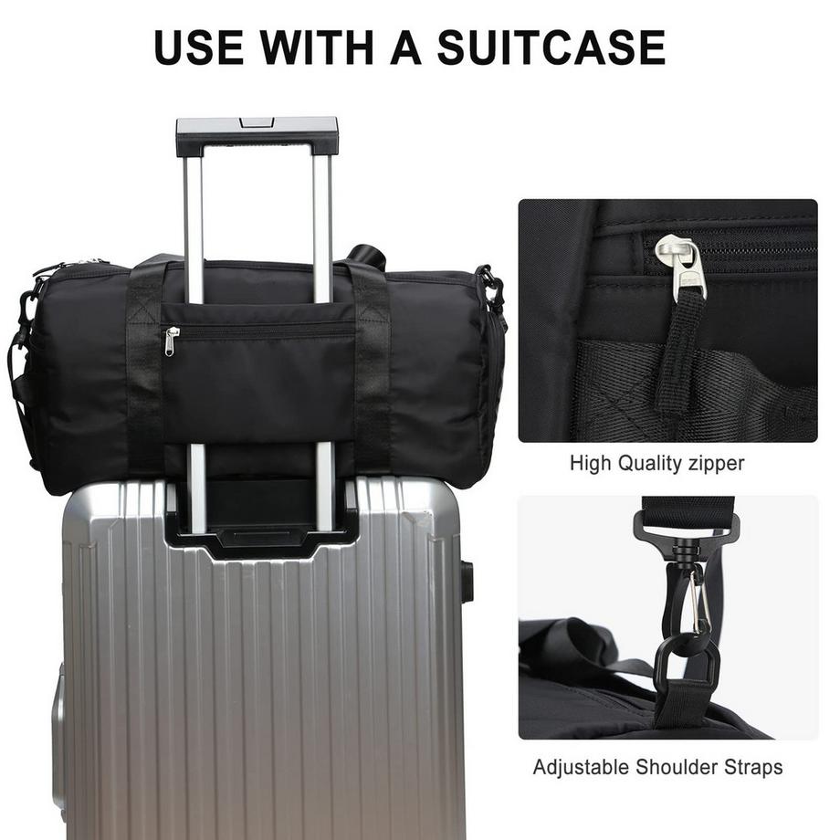 Only-bags.store Sac de sport avec compartiment à chaussures et manchon pour trolley  