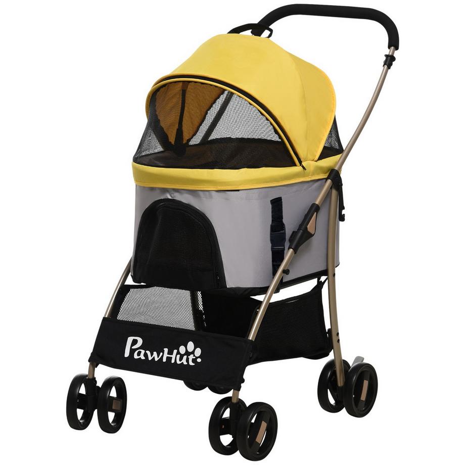 Northio  Hundewagen 2-In-1 Hundetrolley & Tragetasche, Faltbarer Hundebuggy Mit Kissen, 4 Rädern, Netzfenster, Oxfordstoff, Gelb 