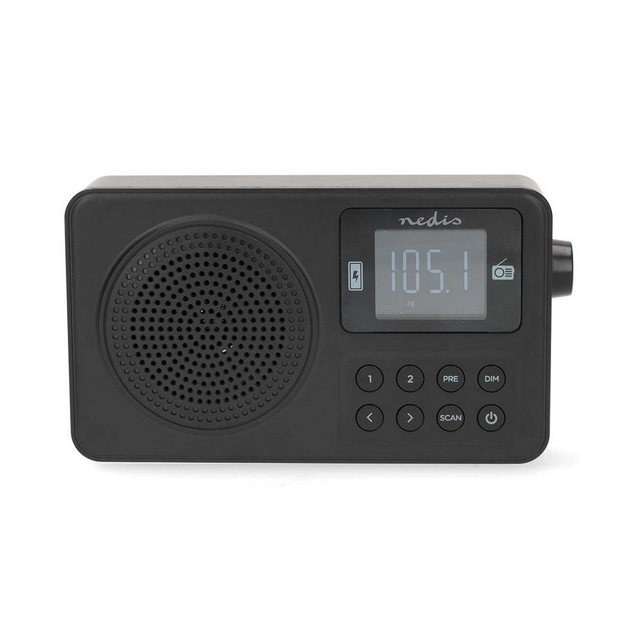 Nedis  UKW-Radio | Tragbares Design | UKW | Akkubetrieben / USB-betrieben | Digital | 2 W | Bildschirmgröße | Bluetooth® | Kopfhörerausgang | Wecker 