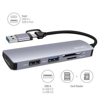 4smarts  469630 replicatore di porte e docking station per notebook Cablato USB 3.2 Gen 1 (3.1 Gen 1) Type-A + Type-C Grigio 