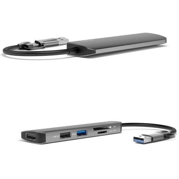 4smarts  469630 replicatore di porte e docking station per notebook Cablato USB 3.2 Gen 1 (3.1 Gen 1) Type-A + Type-C Grigio 