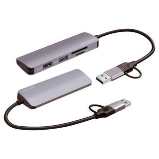 4smarts  469630 replicatore di porte e docking station per notebook Cablato USB 3.2 Gen 1 (3.1 Gen 1) Type-A + Type-C Grigio 