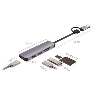 4smarts  469630 replicatore di porte e docking station per notebook Cablato USB 3.2 Gen 1 (3.1 Gen 1) Type-A + Type-C Grigio 