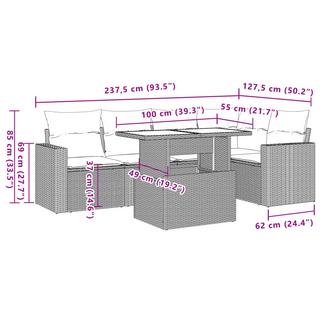 VidaXL Ensemble de canapés de jardin rotin synthétique  