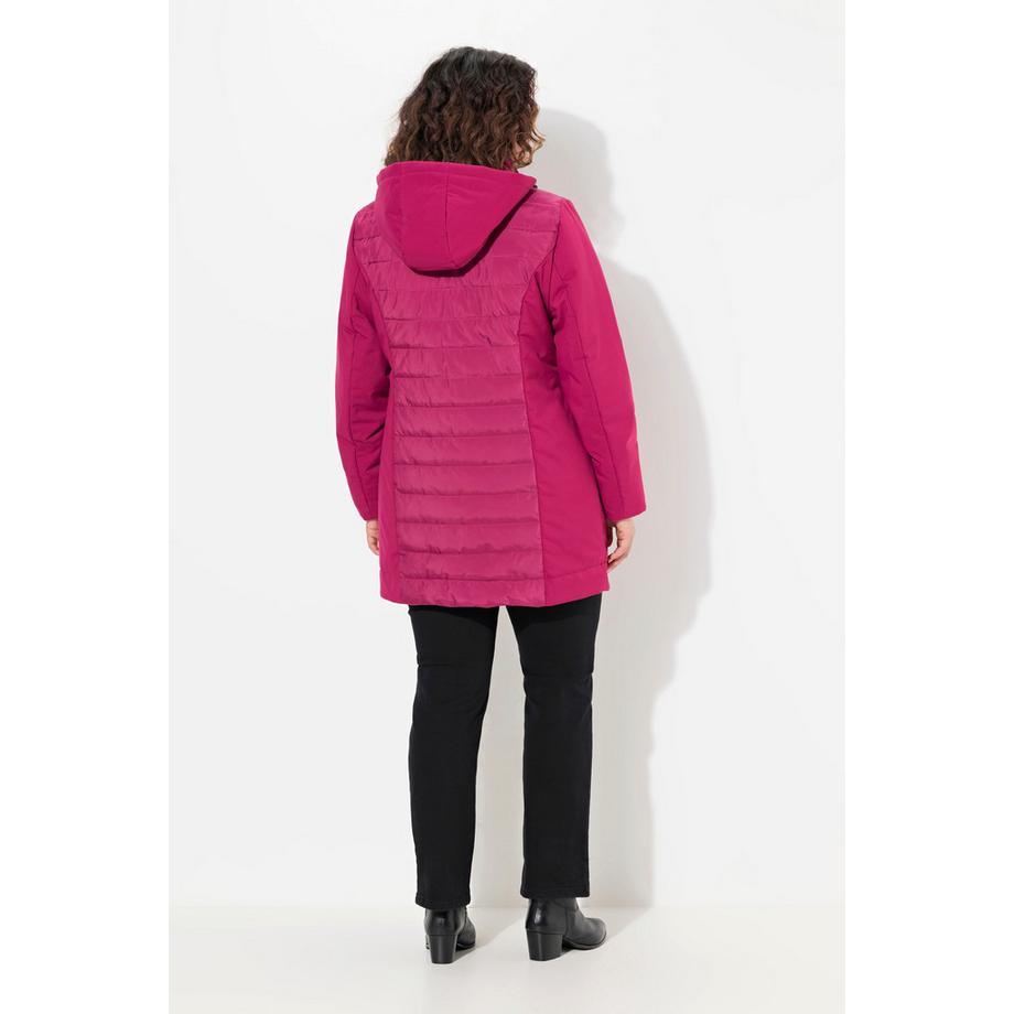 Ulla Popken HYPRAR Giacca Hybrid Softshell Trapuntata Collo Alto Cappuccio  