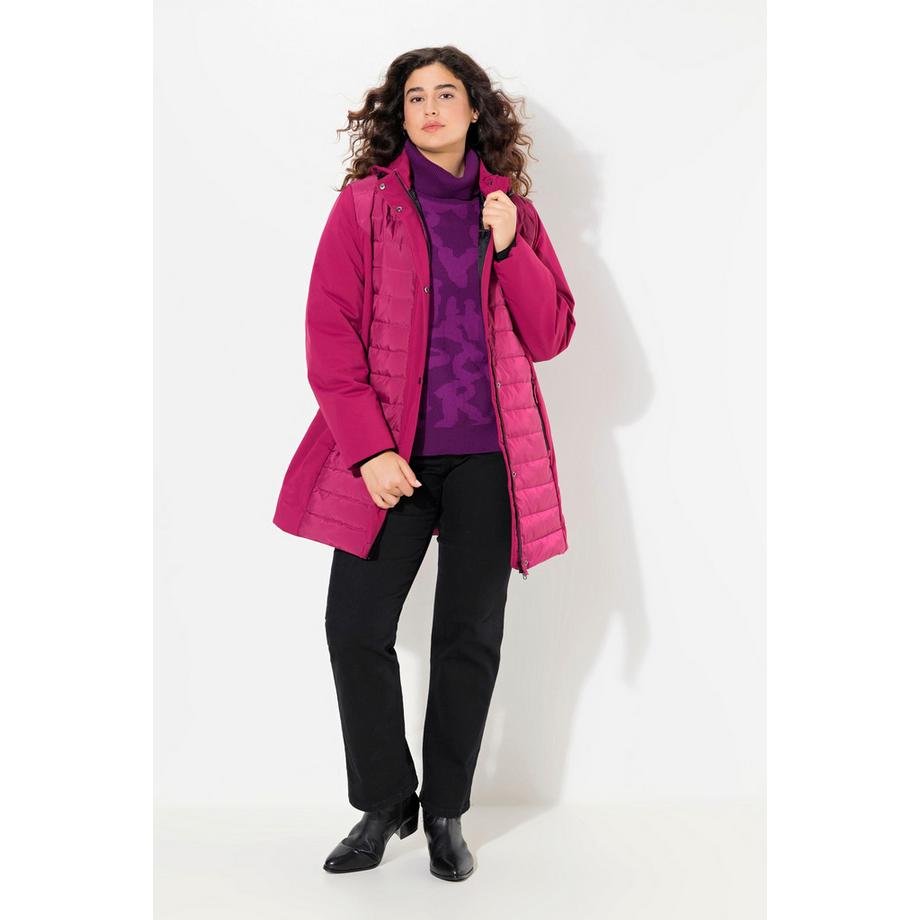 Ulla Popken HYPRAR Giacca Hybrid Softshell Trapuntata Collo Alto Cappuccio  