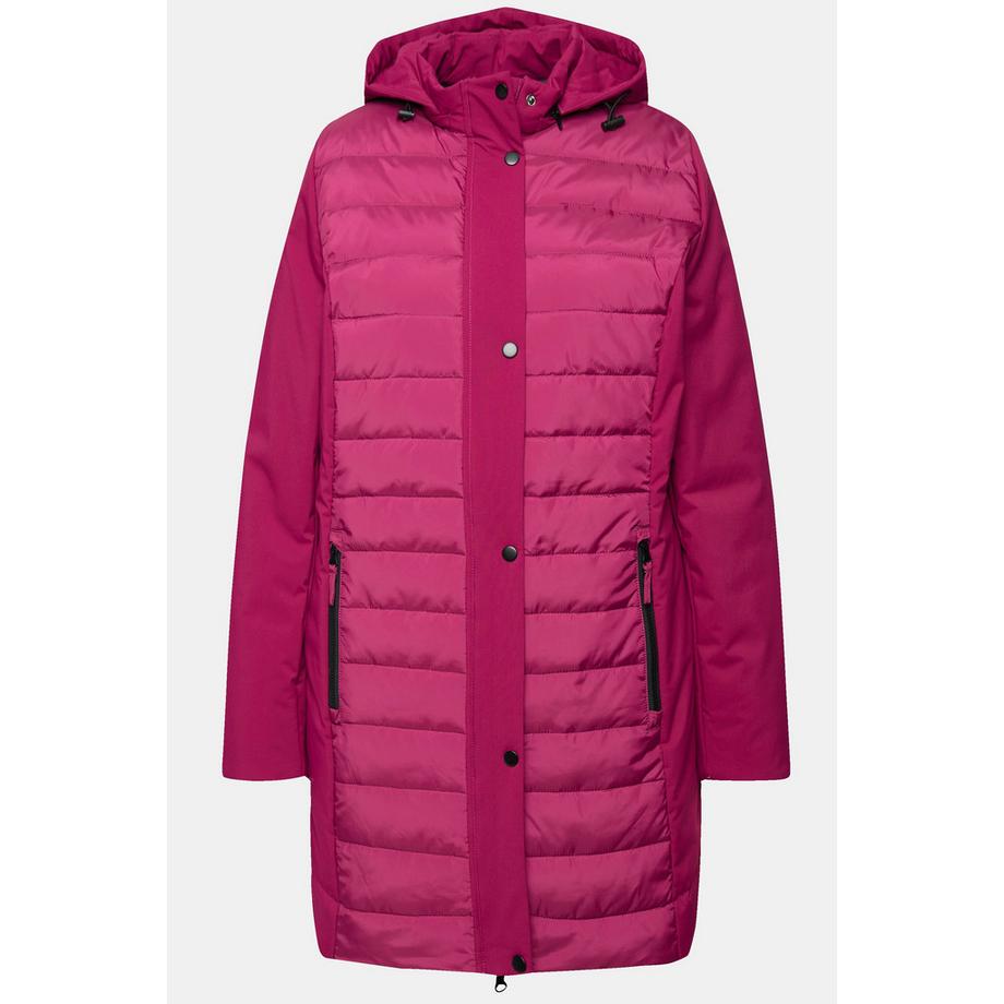 Ulla Popken HYPRAR Giacca Hybrid Softshell Trapuntata Collo Alto Cappuccio  