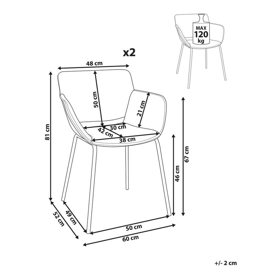 Beliani Set di 2 sedie da pranzo en Tessuto Moderno AXTEL  