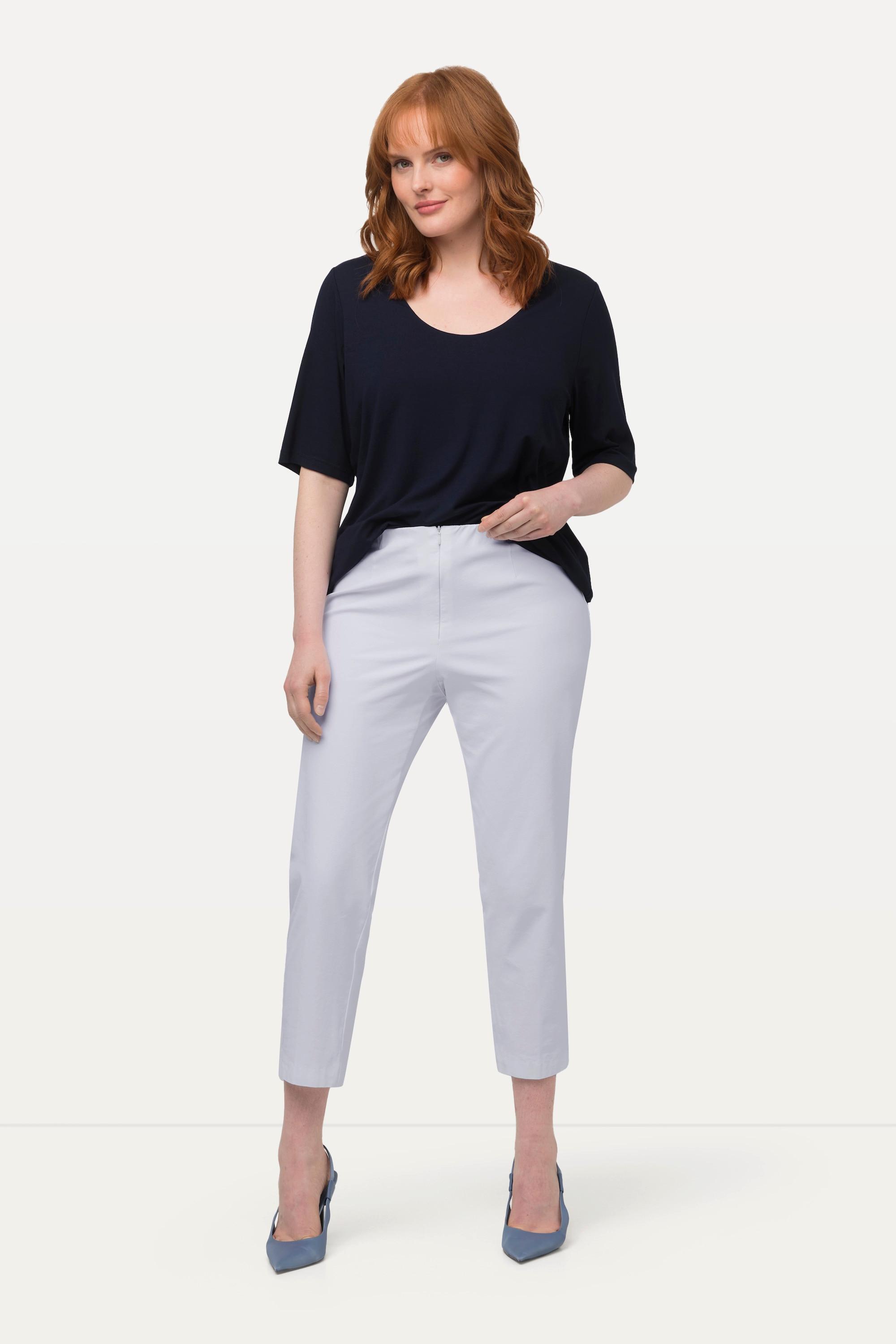 Ulla Popken  Pantalon 7/8 Sophie à taille confortable et jambes coniques 