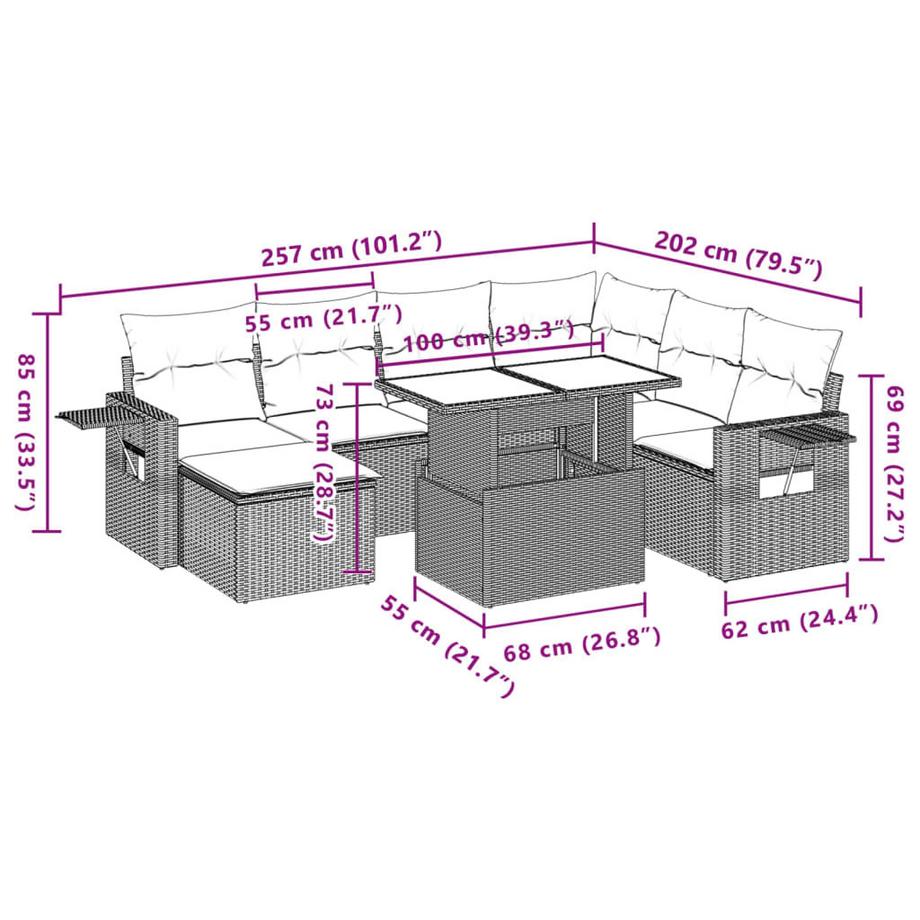 VidaXL set divano da giardino Polirattan  
