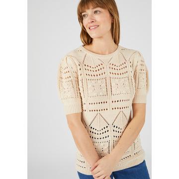 Pull maille ajourée effet crochet