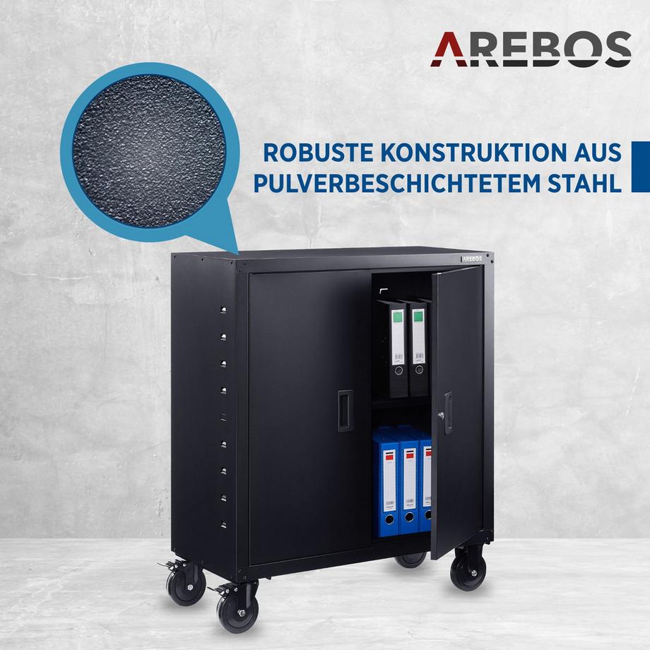 Arebos Aktenschrank Büroschrank Lagerschrank Materialschrank mit Räder  