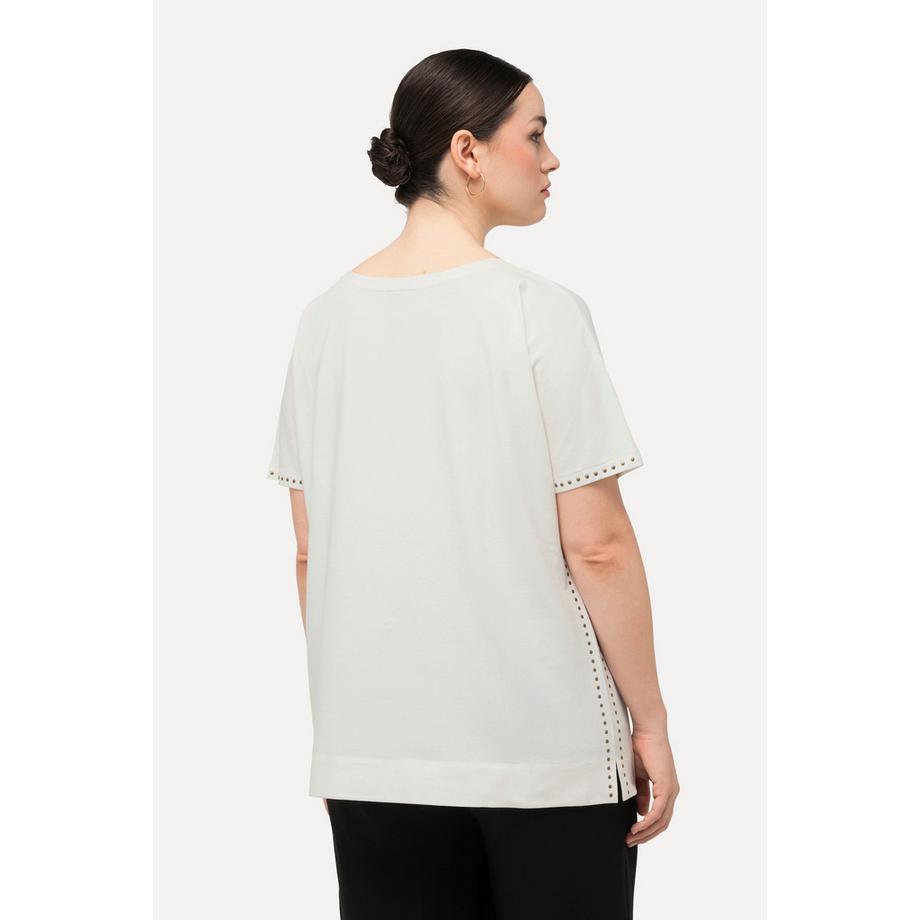 Ulla Popken Oversized Ziernieten Rundhals Halbarm T-Shirt  
