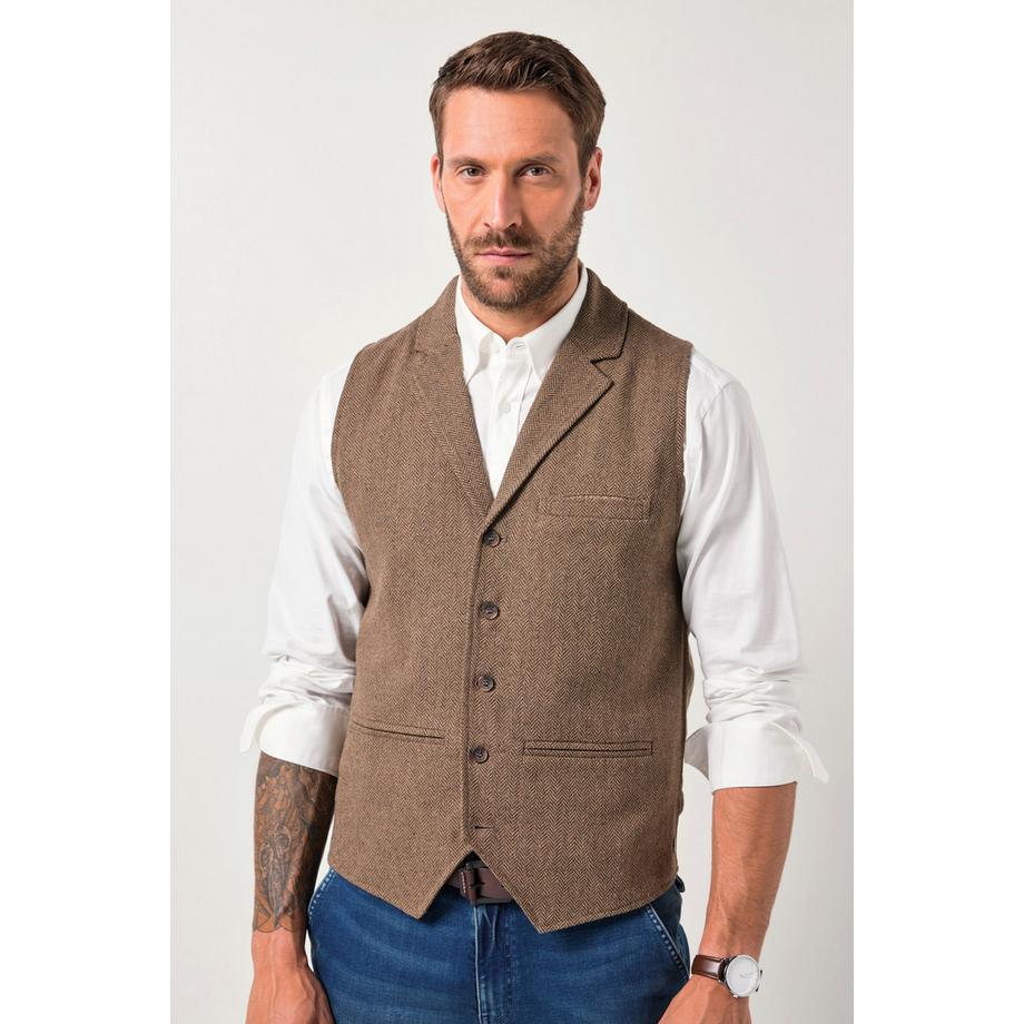 JP1880 Tweed Weste FLEXNAMIC Herringbone Strickrücken  