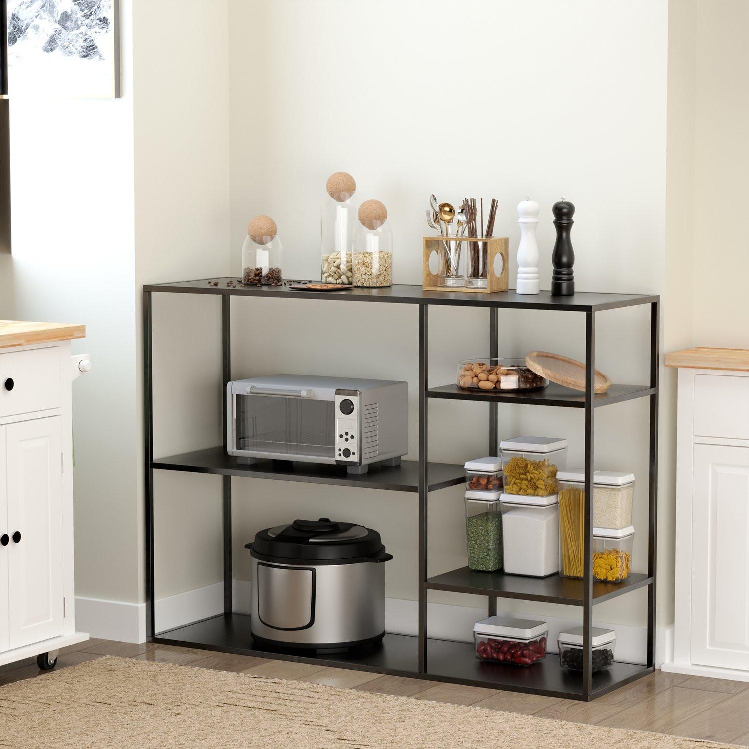 Northio Libreria A Scaffale Con 5 Scomparti Aperti, Scaffale Per Classificatori, Scaffale Da Cucina, Metallo, Nero, 120 X 35 X 87,5 Cm  