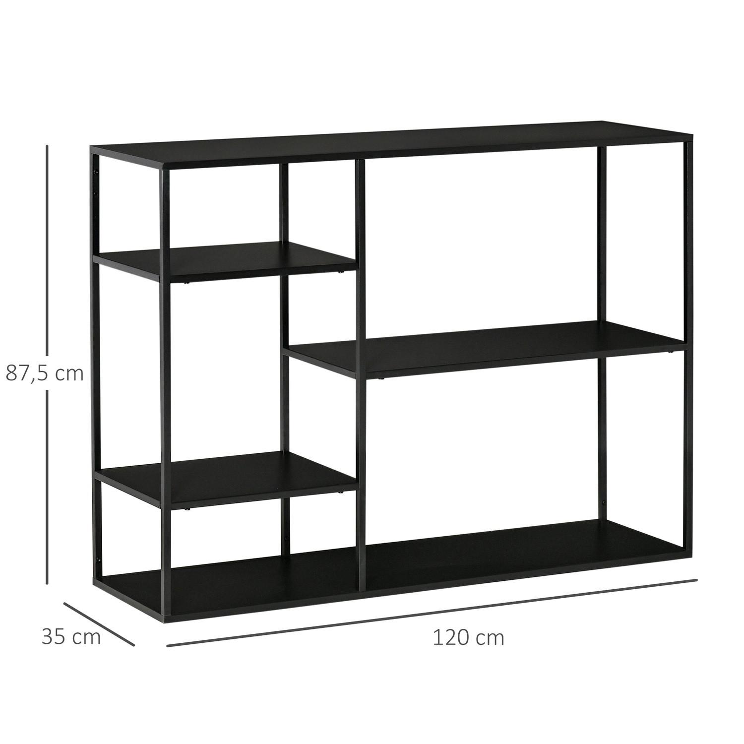 Northio Libreria A Scaffale Con 5 Scomparti Aperti, Scaffale Per Classificatori, Scaffale Da Cucina, Metallo, Nero, 120 X 35 X 87,5 Cm  