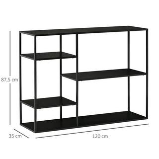 Northio Libreria A Scaffale Con 5 Scomparti Aperti, Scaffale Per Classificatori, Scaffale Da Cucina, Metallo, Nero, 120 X 35 X 87,5 Cm  