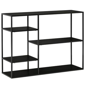Libreria A Scaffale Con 5 Scomparti Aperti, Scaffale Per Classificatori, Scaffale Da Cucina, Metallo, Nero, 120 X 35 X 87,5 Cm
