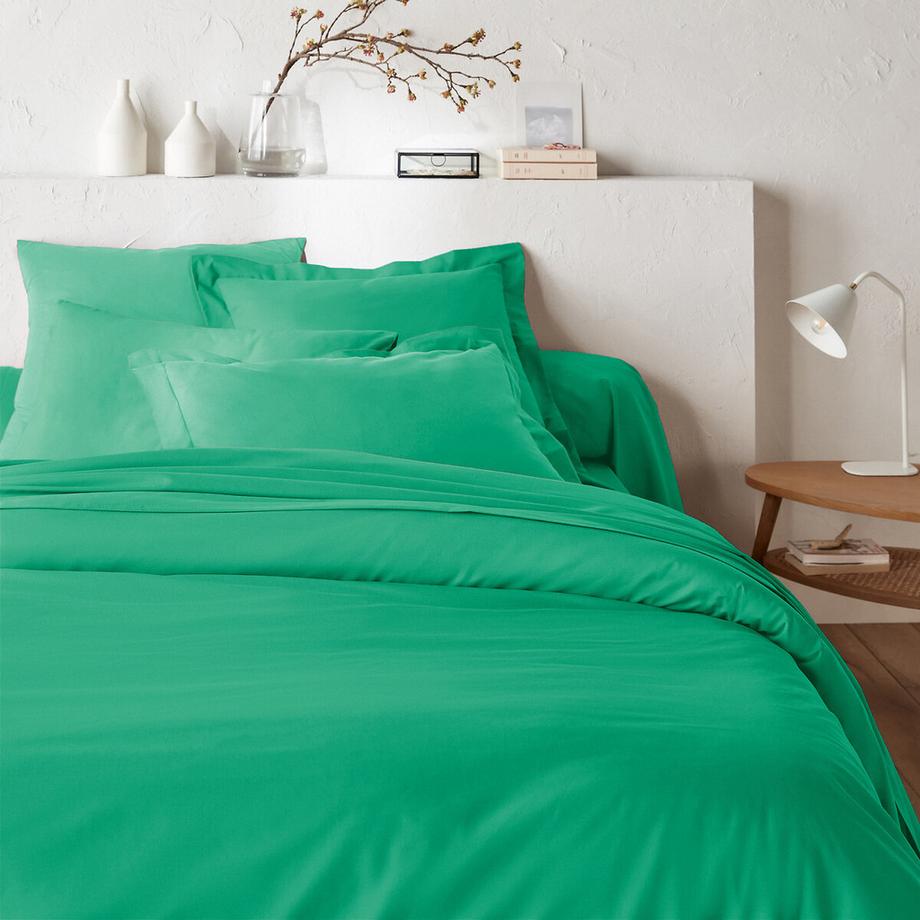 Housse de couette zippée unie en coton