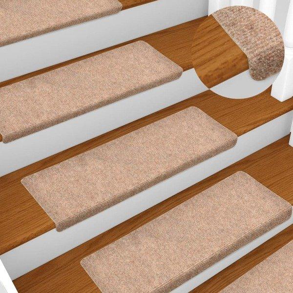 VidaXL Tapis d'escalier  pcs tissu aiguilleté polypropylène  